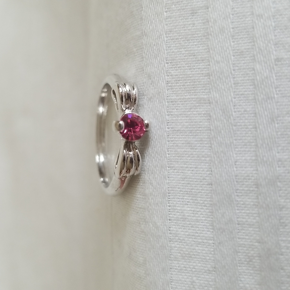 New Silver Red Rhinestone Bow Ring